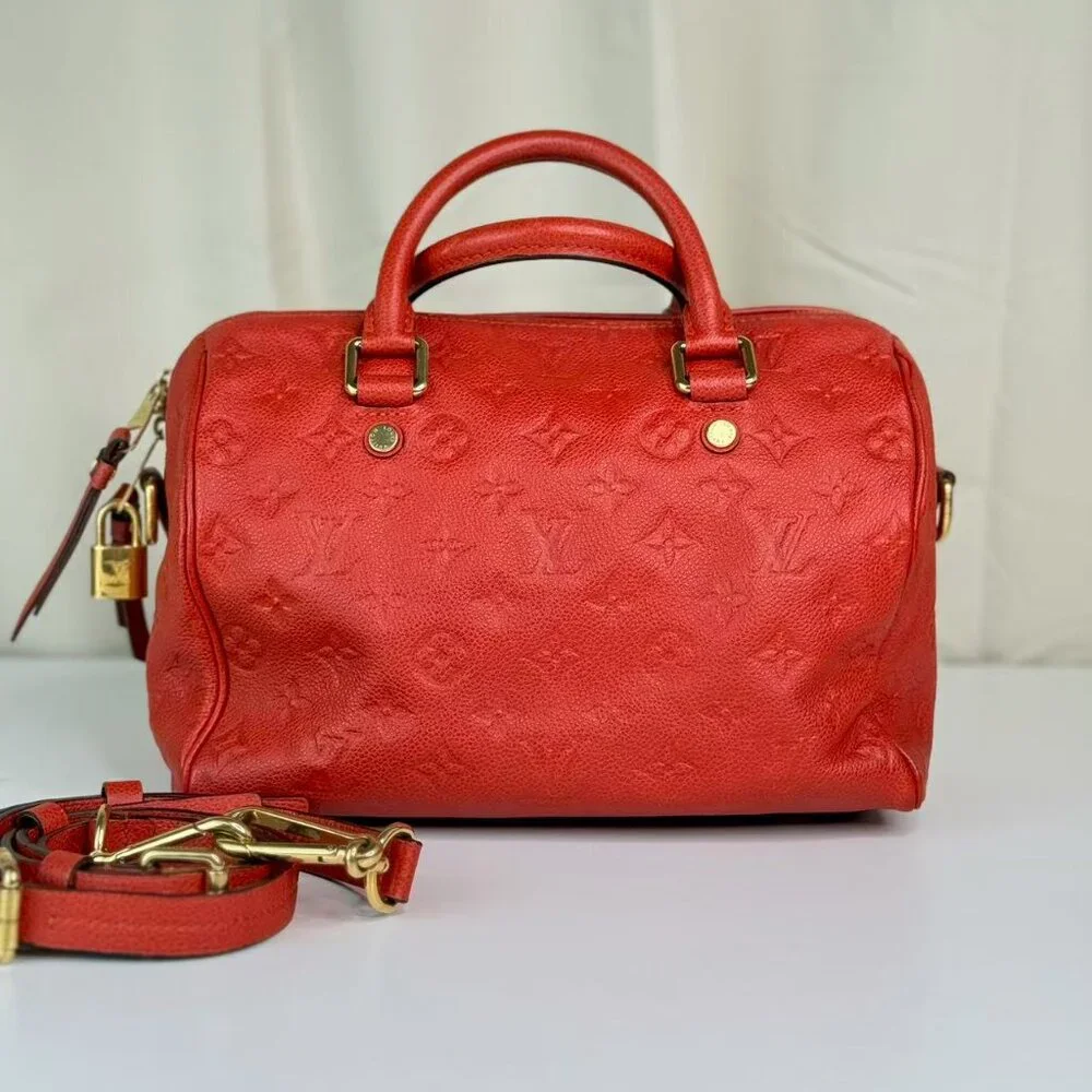 Louis Vuitton Orange Leather Empreinte Speedy 25 Crossbody Bag with Gold Hardwar